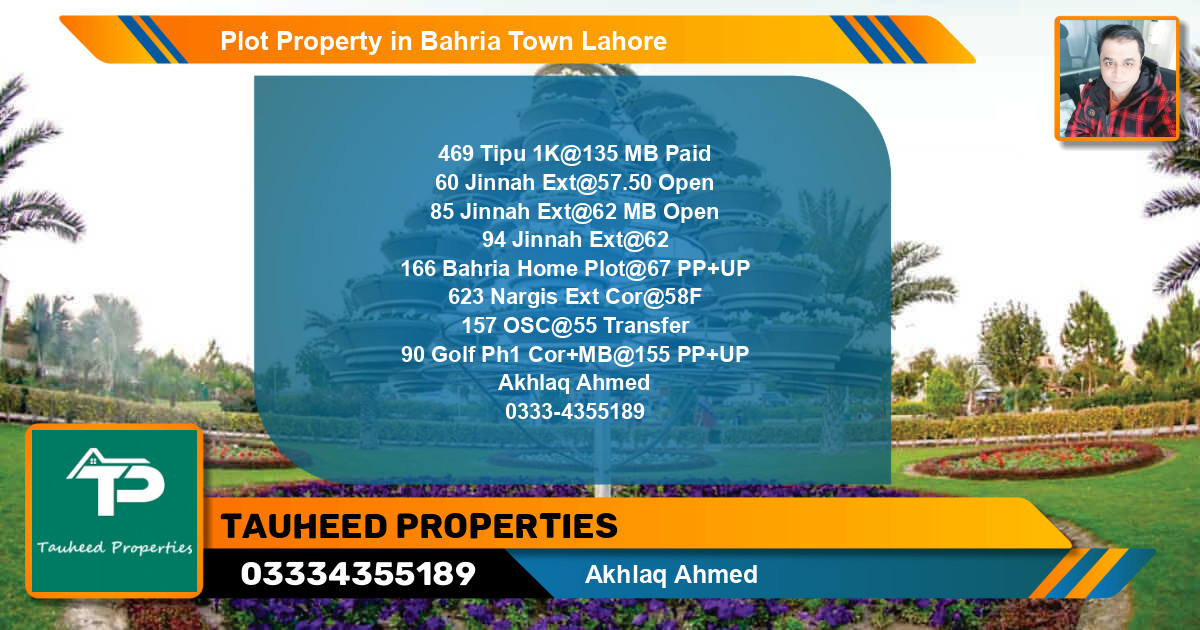Residential Plot for Sale in Bahria Town, Lahore - (BP-52097)