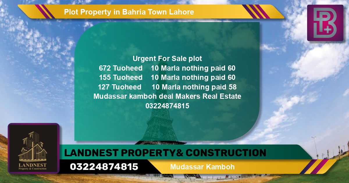 Residential Plot for Sale in Bahria Town, Lahore - (BP-52114)