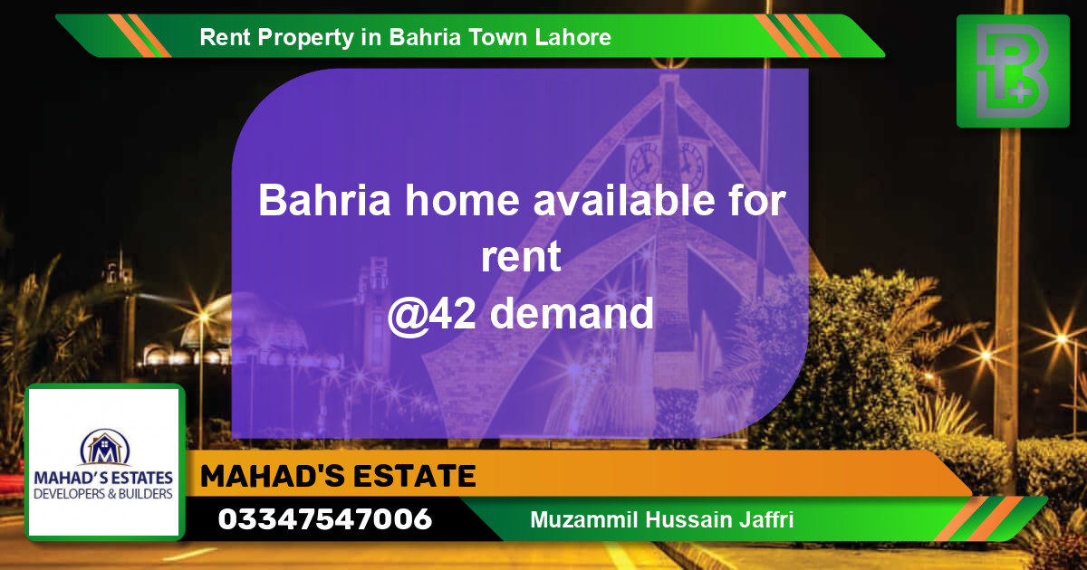 Residential Property for Rent in Bahria Town, Lahore - (BP-52142)
