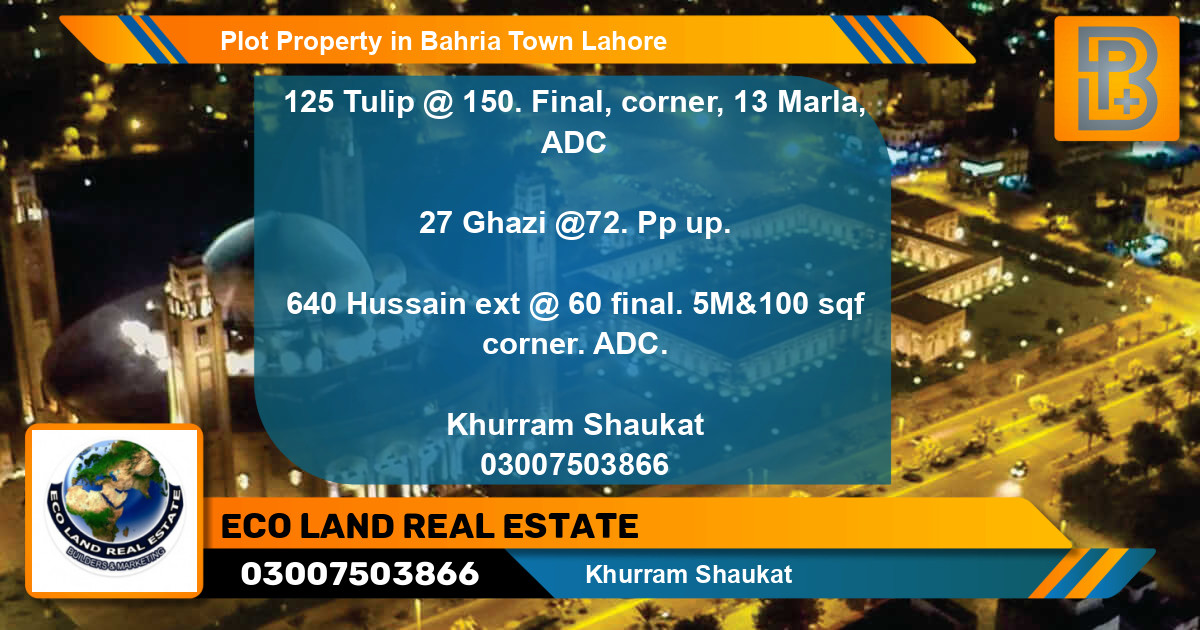 Residential Plot for Sale in Bahria Town, Lahore - (BP-52188)