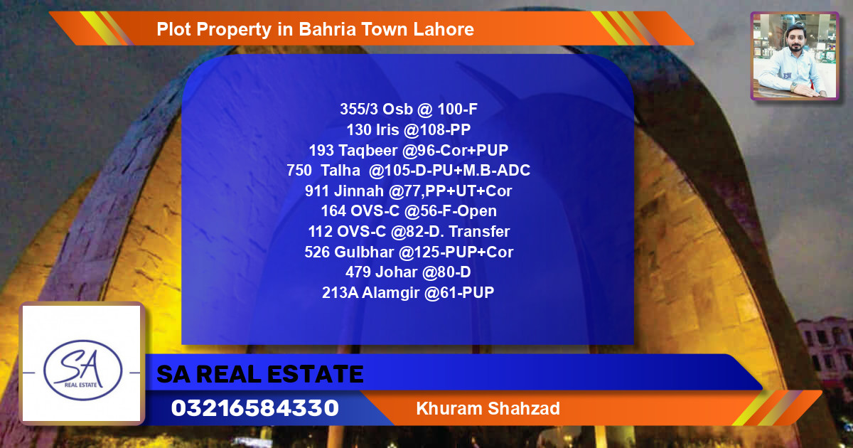 Residential Plot for Sale in Bahria Town, Lahore - (BP-52196)
