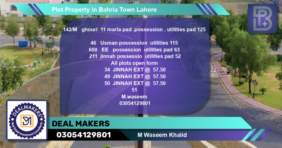 Residential Plot for Sale in Bahria Town, Lahore - (BP-52207)