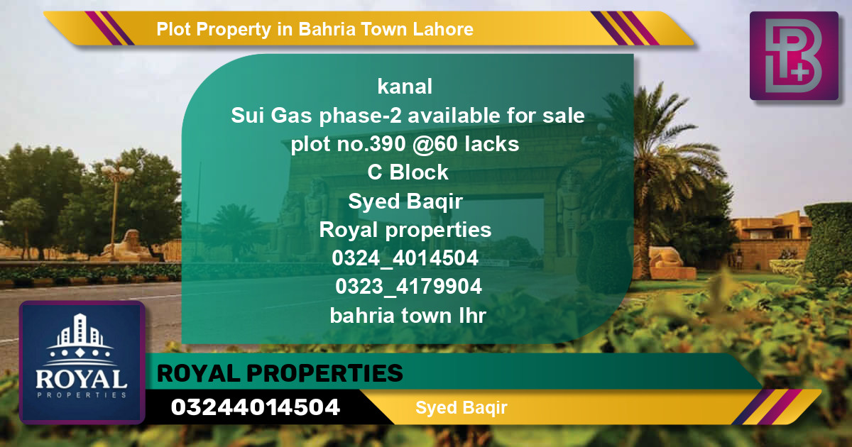 Residential Plot for Sale in Bahria Town, Lahore - (BP-52244)