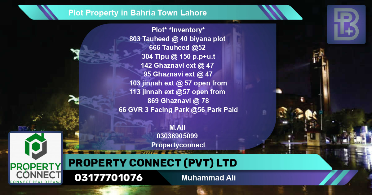 Residential Plot for Sale in Sector F - Tauheed Block -  Bahria Town, Lahore - (BP-52256)