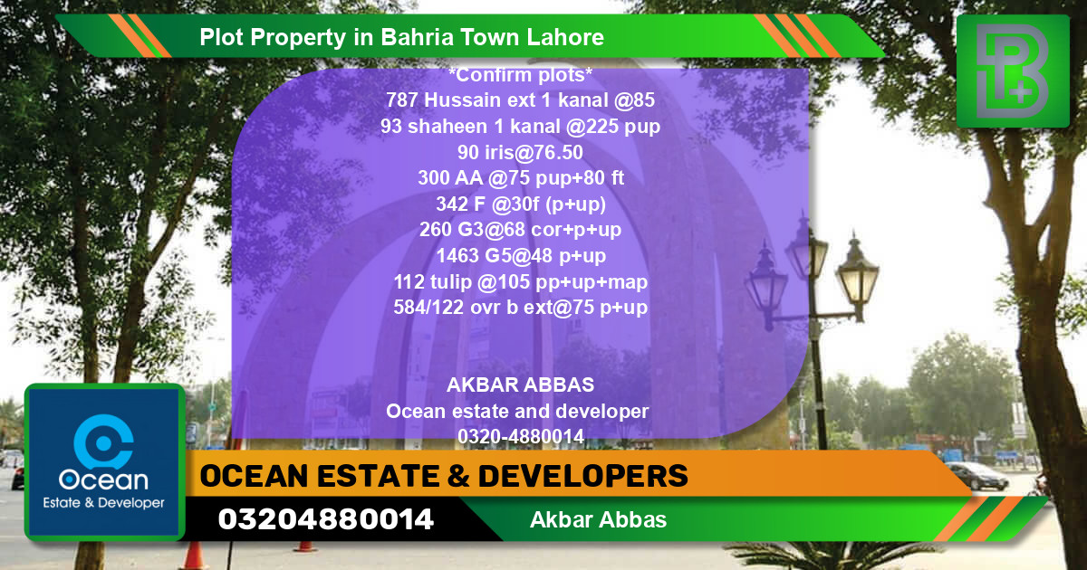 Residential Plot for Sale in Bahria Town, Lahore - (BP-52268)