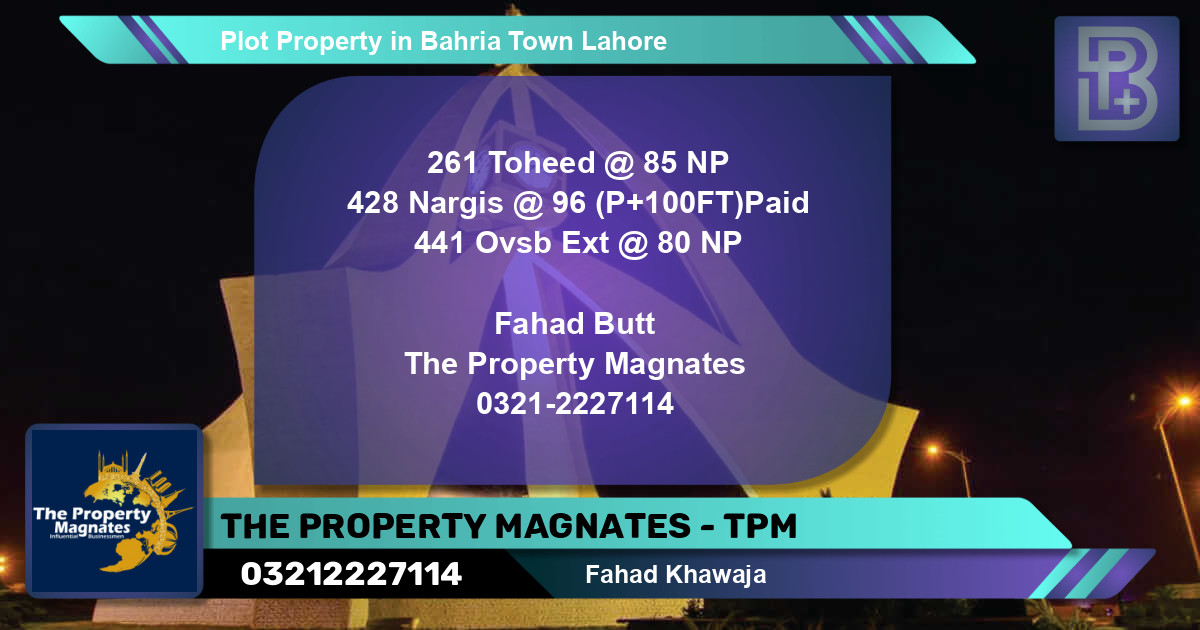 Residential Plot for Sale in Bahria Town, Lahore - (BP-52320)