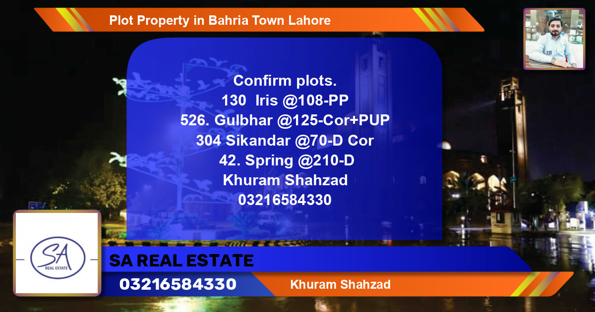 Residential Plot for Sale in Bahria Town, Lahore - (BP-52382)