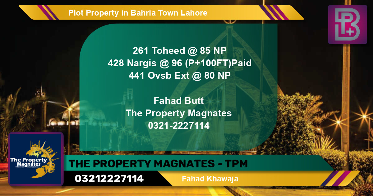 Residential Plot for Sale in Bahria Town, Lahore - (BP-52419)