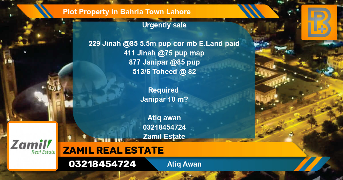 Residential Plot for Sale in Bahria Town, Lahore - (BP-52435)