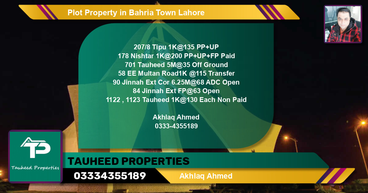 Residential Plot for Sale in Bahria Town, Lahore - (BP-52457)