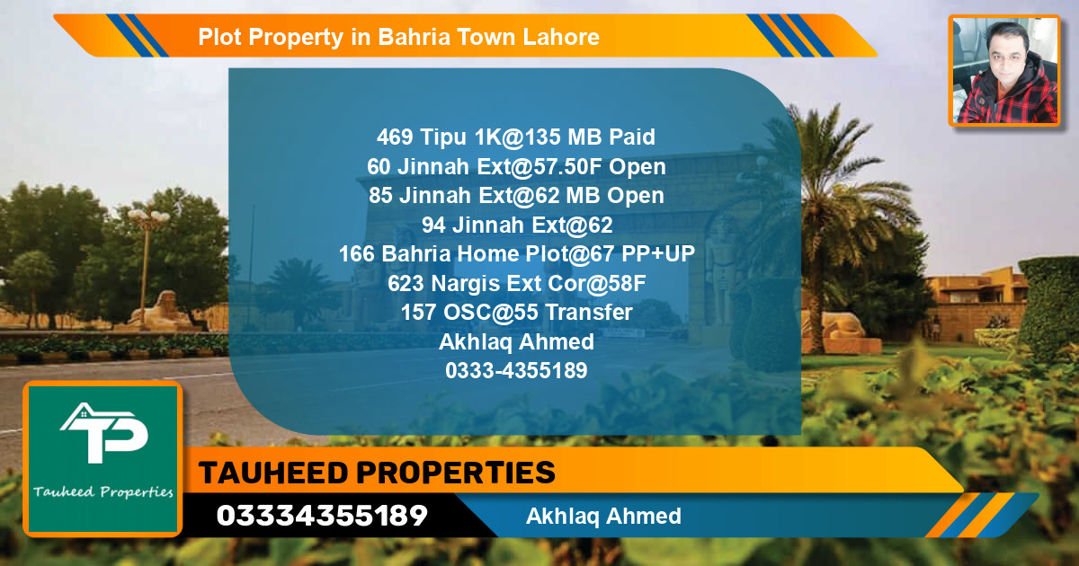 Residential Plot for Sale in Bahria Town, Lahore - (BP-52464)