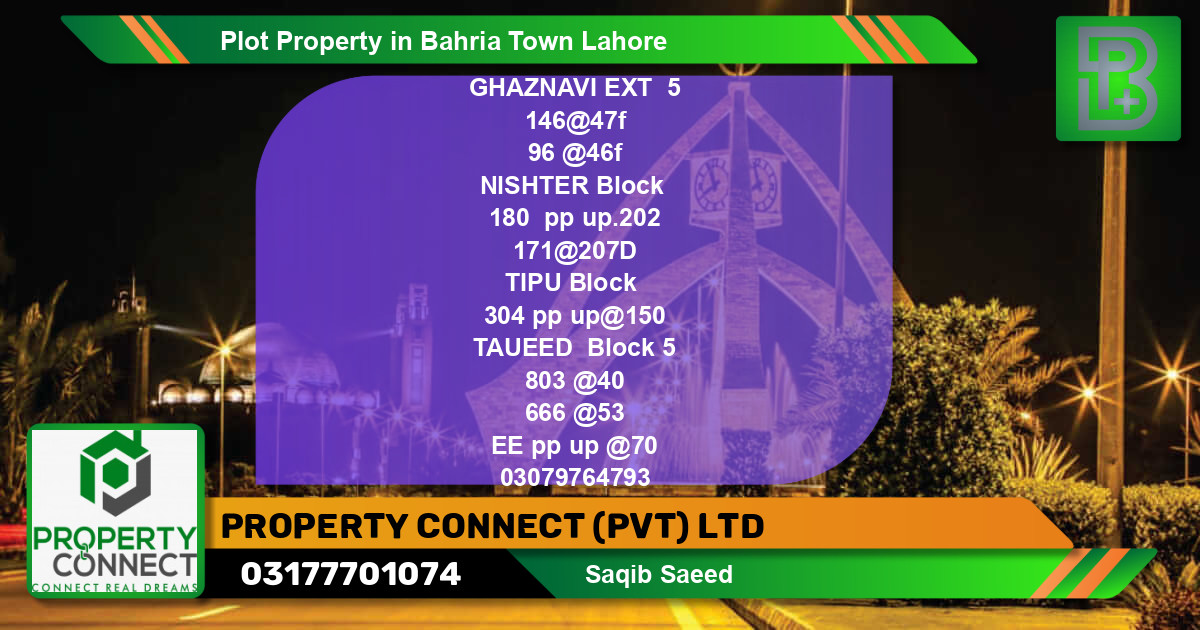 Residential Plot for Sale in Bahria Town, Lahore - (BP-52465)