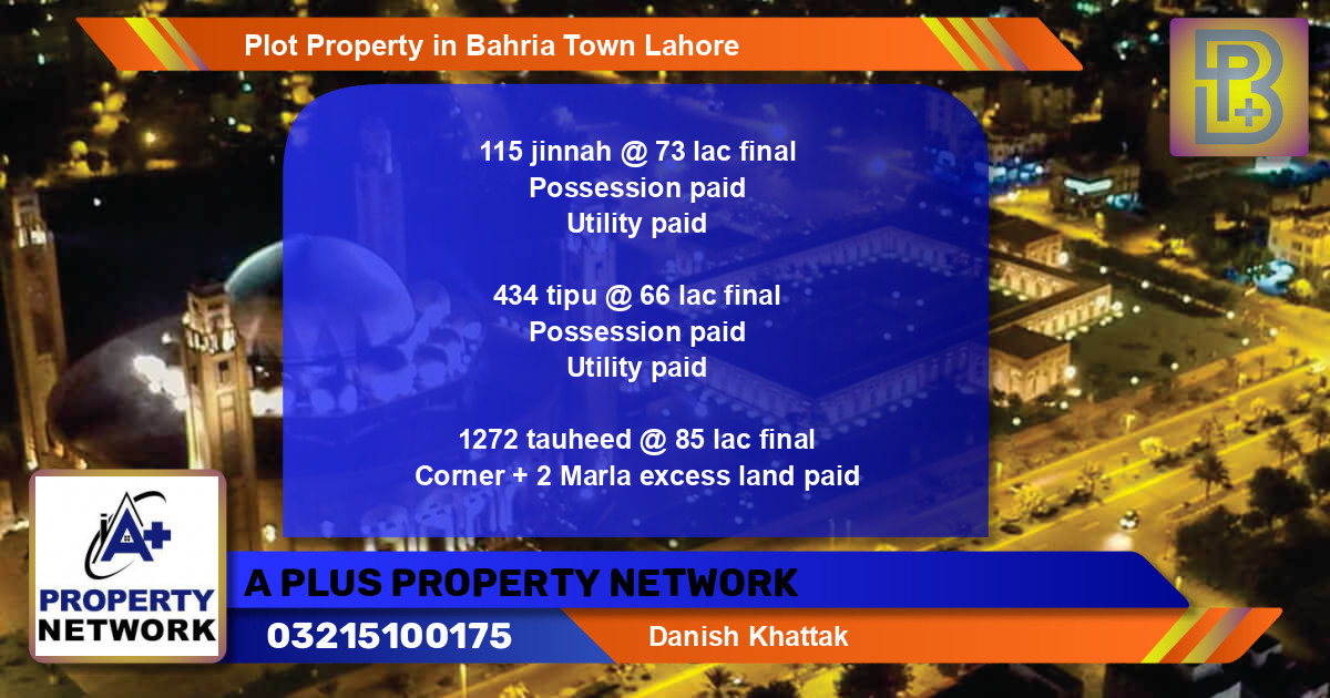 Residential Plot for Sale in Bahria Town, Lahore - (BP-52482)