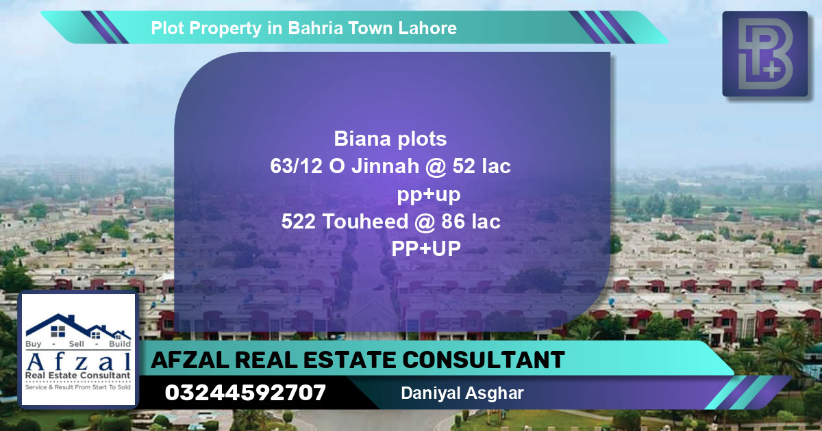 Residential Plot for Sale in Bahria Town, Lahore - (BP-52484)