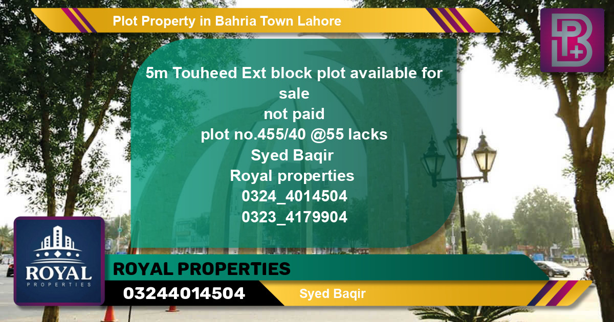Residential Plot for Sale in Bahria Town, Lahore - (BP-52529)
