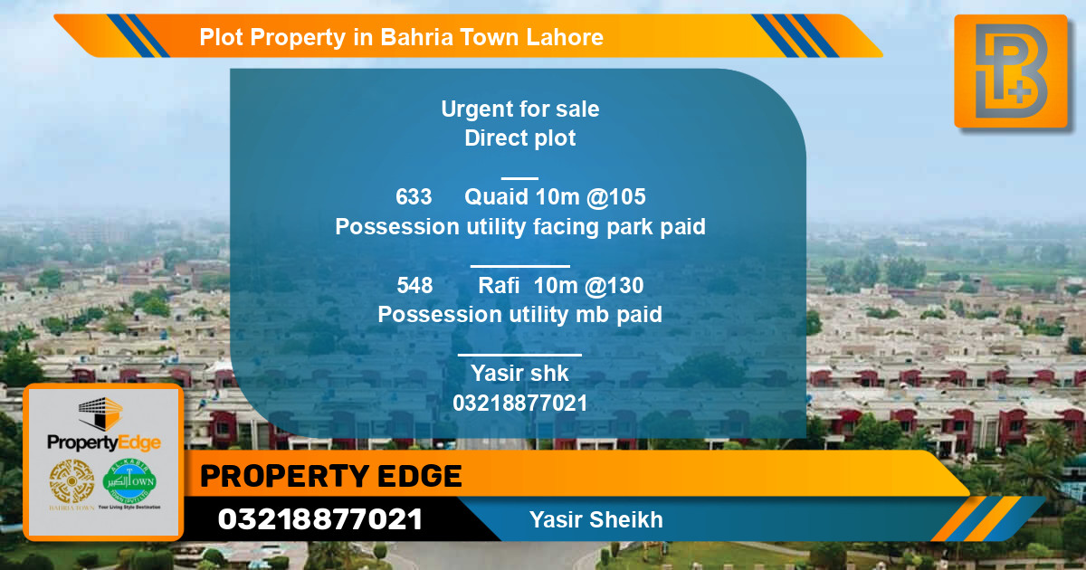 Residential Plot for Sale in Bahria Town, Lahore - (BP-52541)