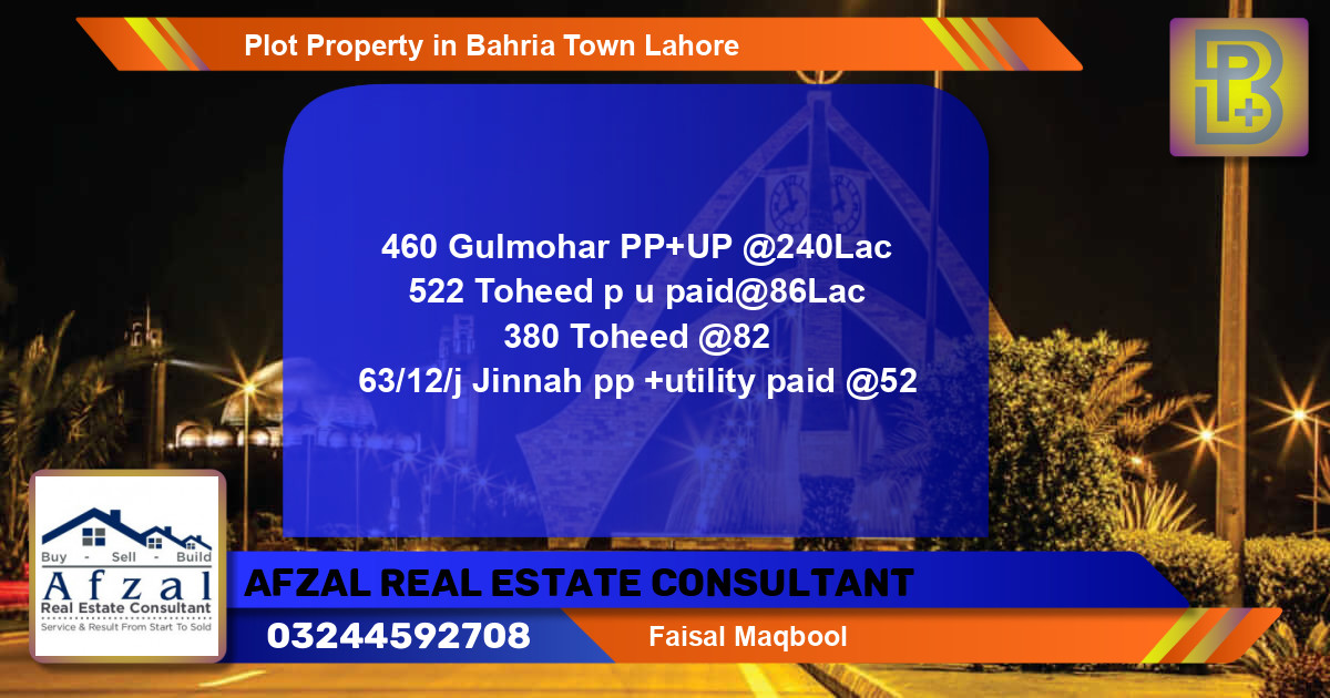 Residential Plot for Sale in Bahria Town, Lahore - (BP-52552)