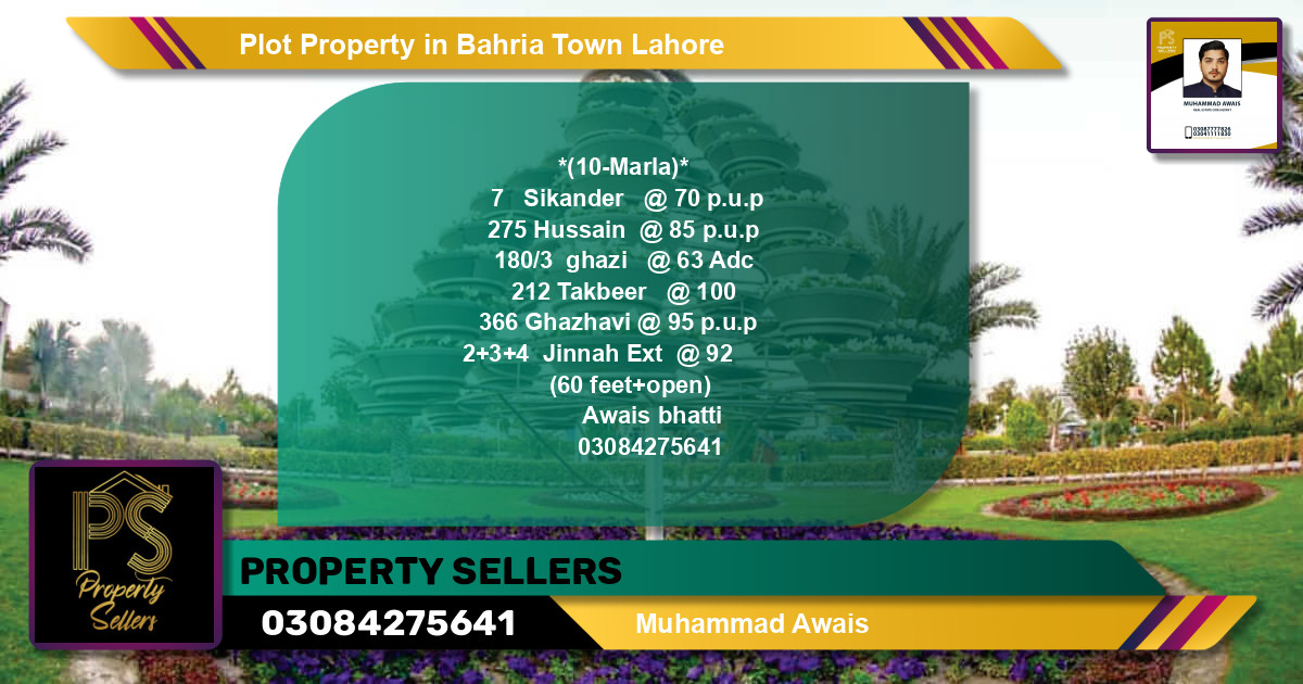 Residential Plot for Sale in Sector F - Sikander Block -  Bahria Town, Lahore - (BP-52580)