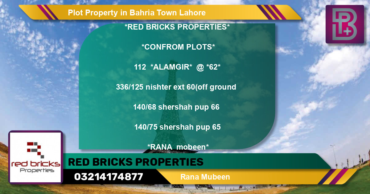 Residential Plot for Sale in Bahria Town, Lahore - (BP-52646)