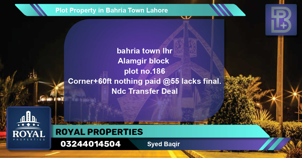 Residential Plot for Sale in Bahria Town, Lahore - (BP-52654)