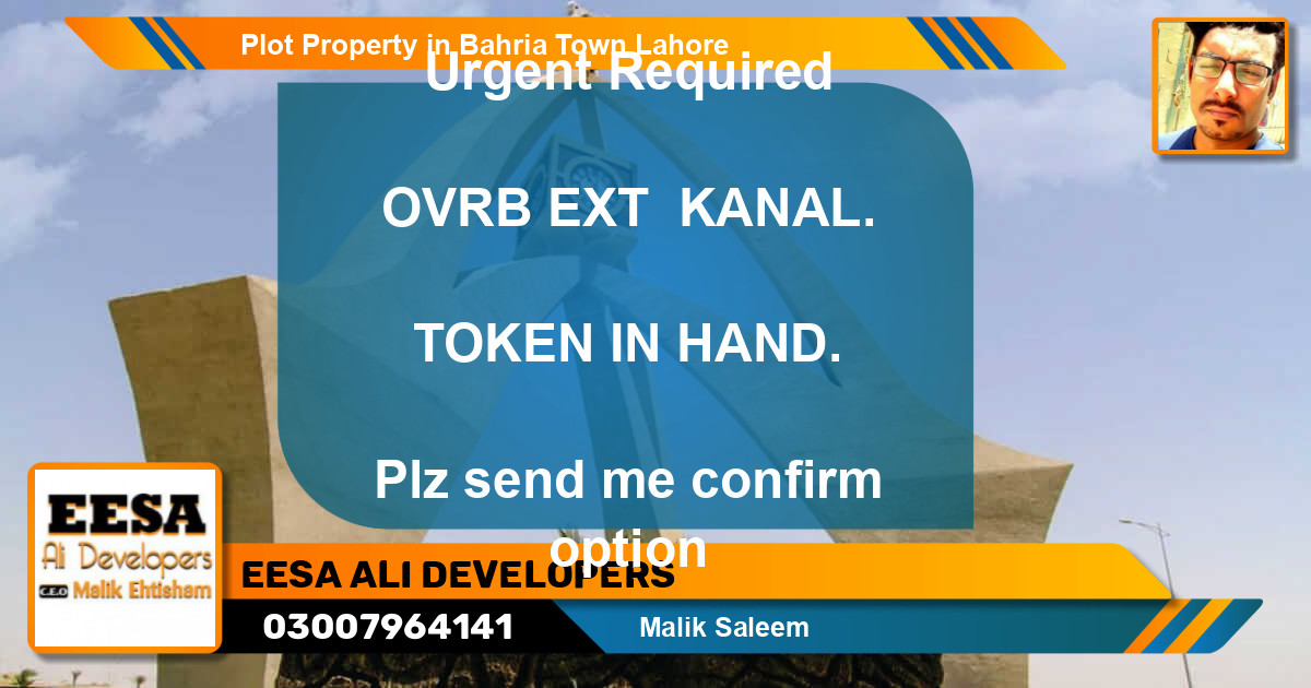 Residential Plot for Sale in Bahria Town, Lahore - (BP-52675)