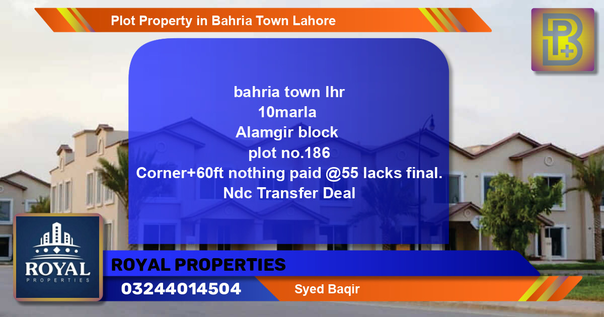 Residential Plot for Sale in Bahria Town, Lahore - (BP-52720)