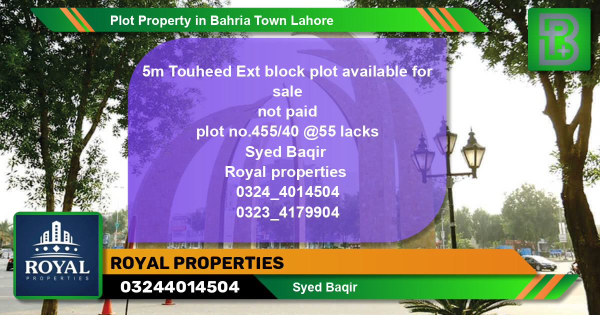 Residential Plot for Sale in Bahria Town, Lahore - (BP-52732)