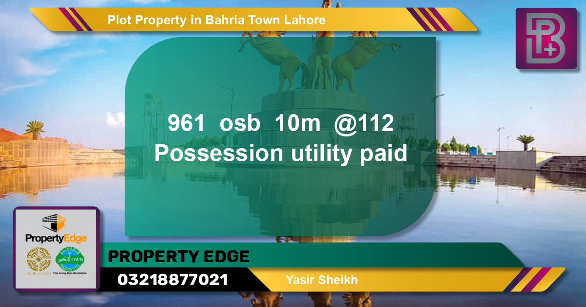 Residential Plot for Sale in Bahria Town, Lahore - (BP-52789)