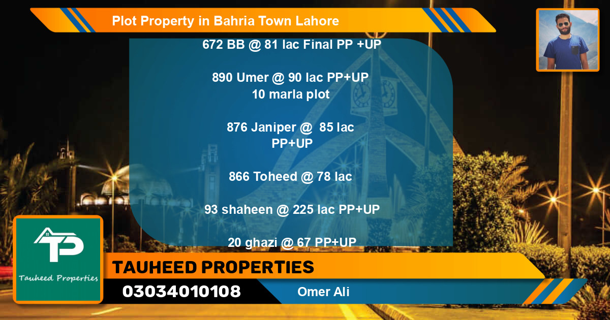 Residential Plot for Sale in Bahria Town, Lahore - (BP-52822)