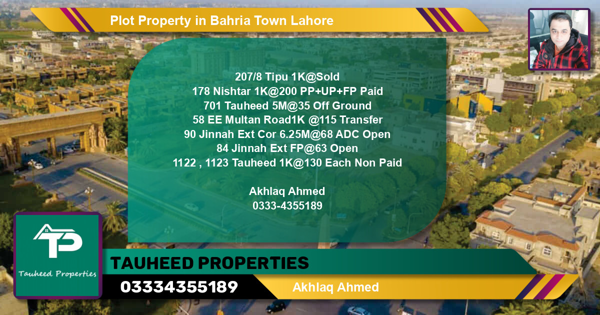 Residential Plot for Sale in Bahria Town, Lahore - (BP-52845)