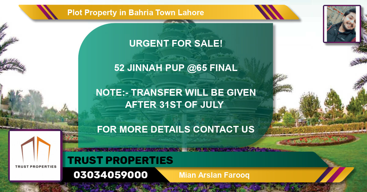 Residential Plot for Sale in Bahria Town, Lahore - (BP-52853)
