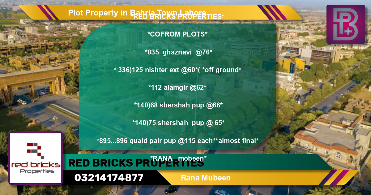 Residential Plot for Sale in Bahria Town, Lahore - (BP-52876)