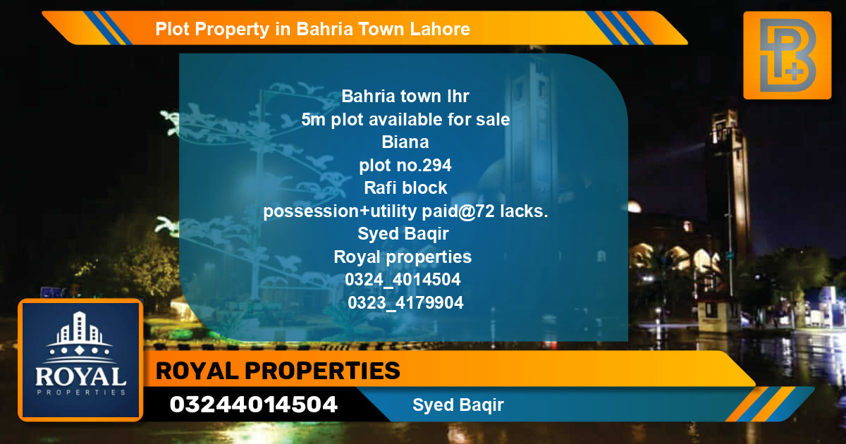 Residential Plot for Sale in Bahria Town, Lahore - (BP-52881)