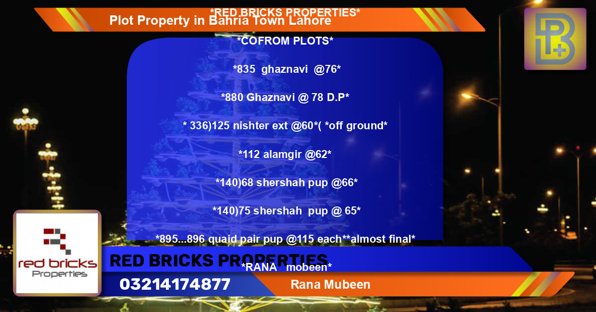 Residential Plot for Sale in Bahria Town, Lahore - (BP-52890)
