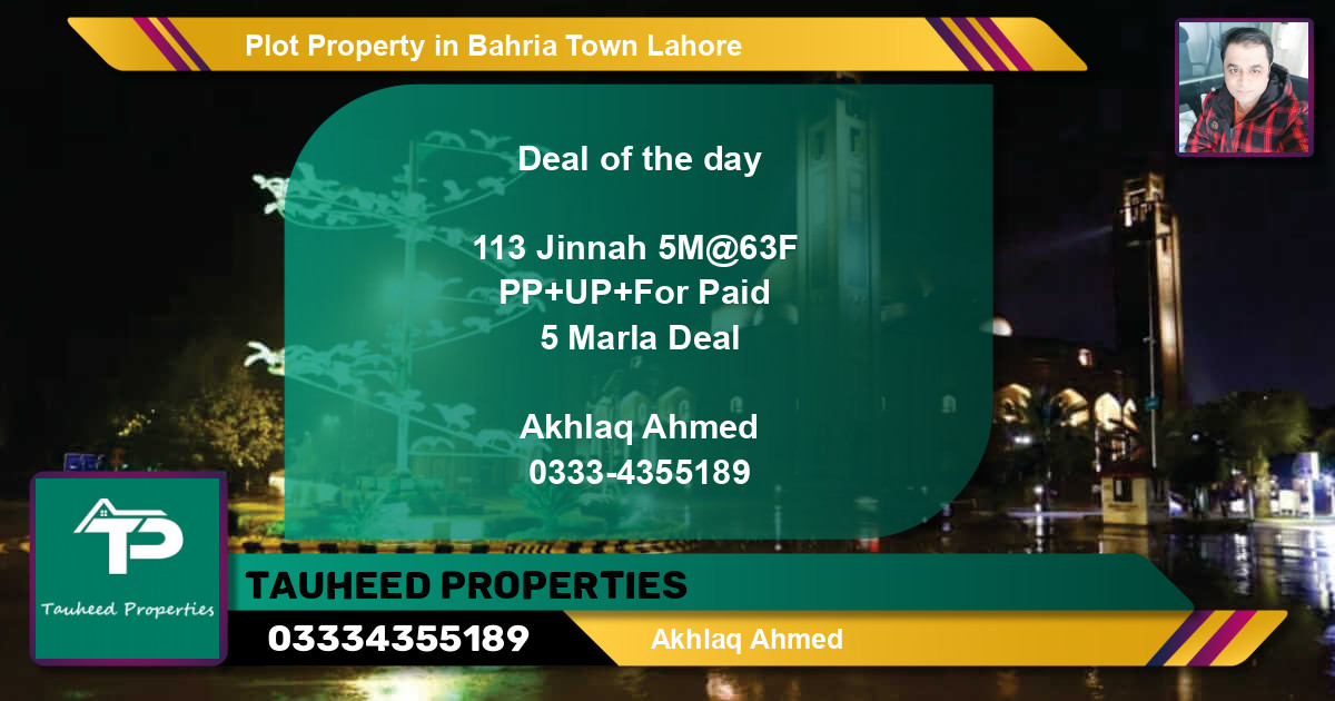 Residential Plot for Sale in Bahria Town, Lahore - (BP-52921)