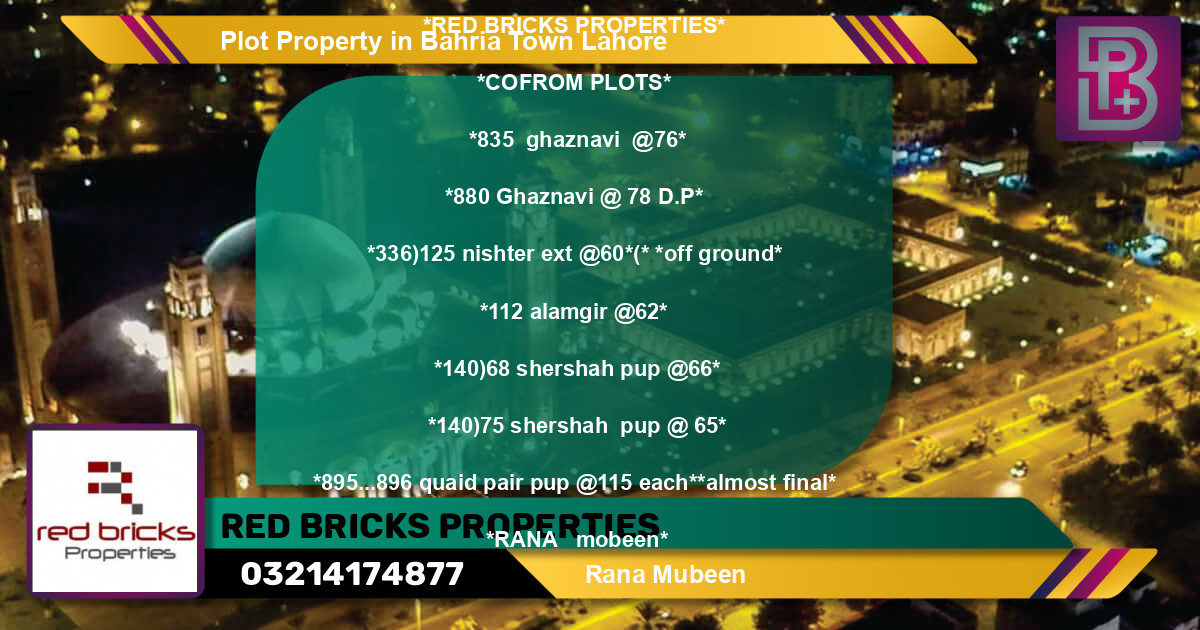 Residential Plot for Sale in Bahria Town, Lahore - (BP-52943)