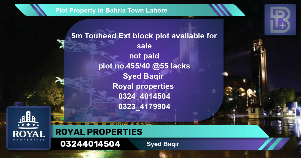 Residential Plot for Sale in Bahria Town, Lahore - (BP-53047)