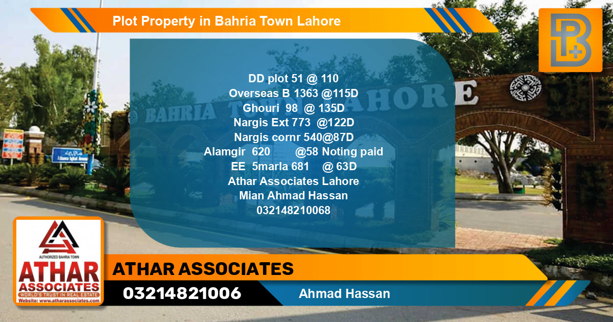 Residential Plot for Sale in Bahria Town, Lahore - (BP-53059)