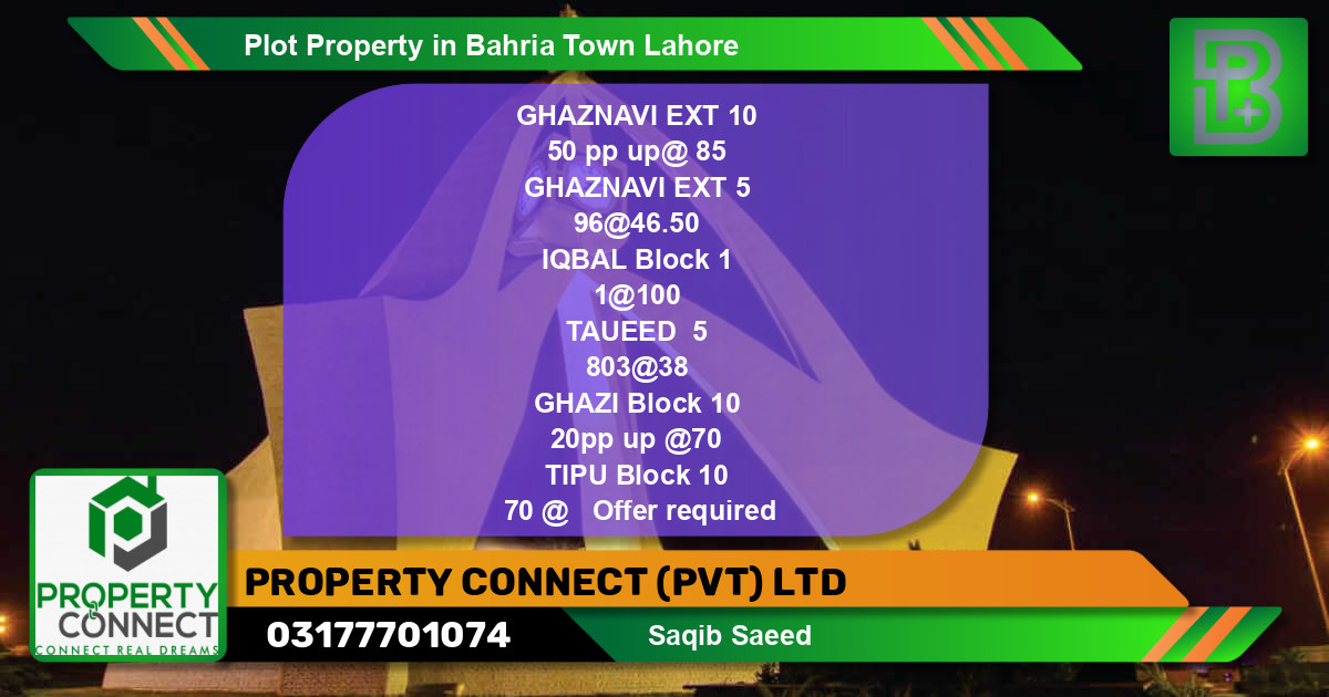 Residential Plot for Sale in Bahria Town, Lahore - (BP-53068)