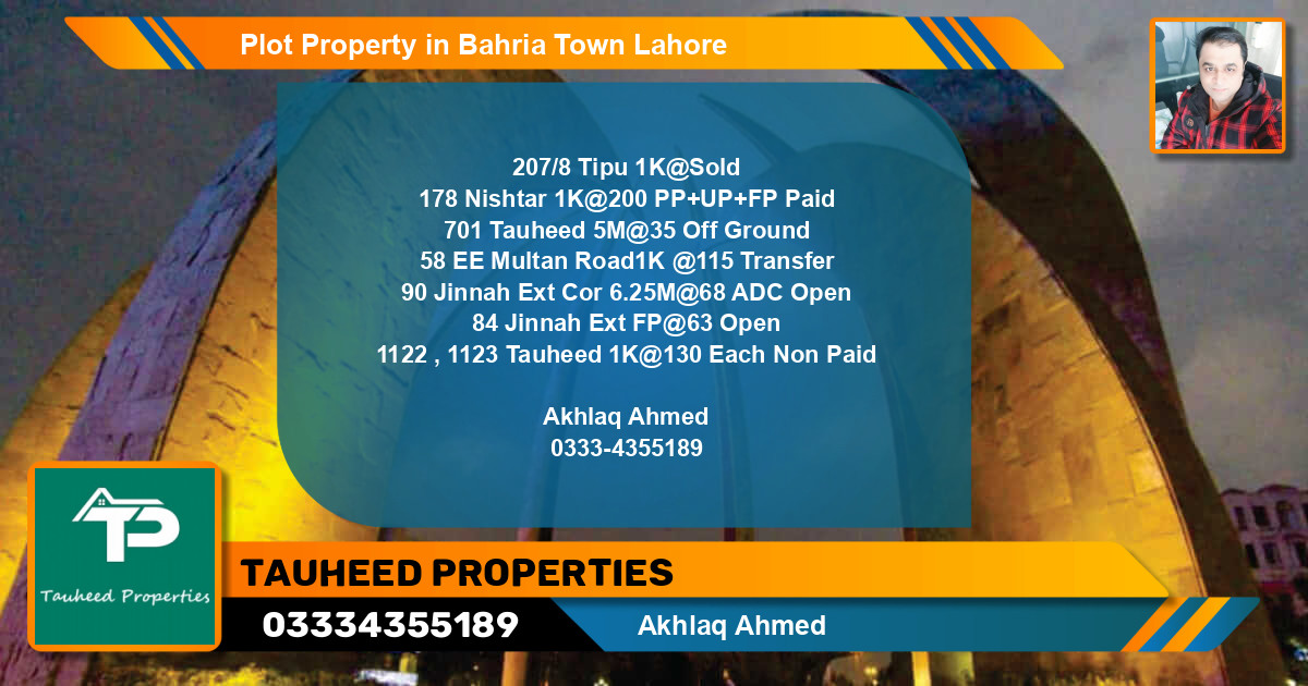 Residential Plot for Sale in Bahria Town, Lahore - (BP-53105)