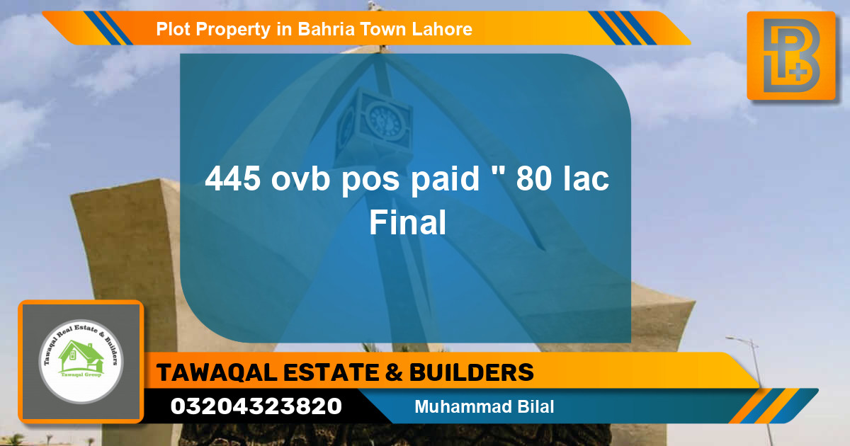 Residential Plot for Sale in Bahria Town, Lahore - (BP-53194)