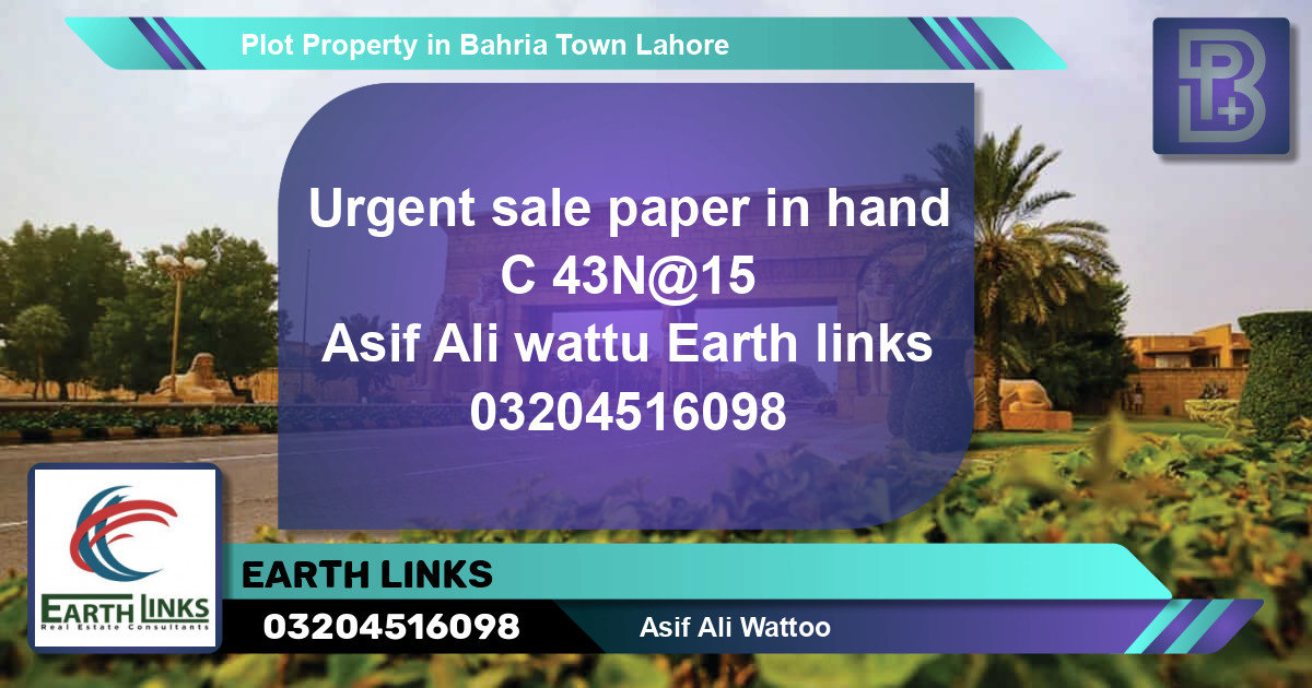 Residential Plot for Sale in Bahria Town, Lahore - (BP-53282)