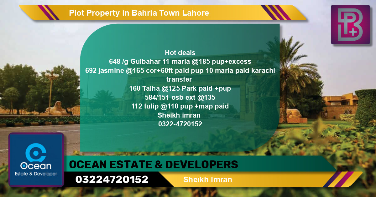 Residential Plot for Sale in Bahria Town, Lahore - (BP-53308)