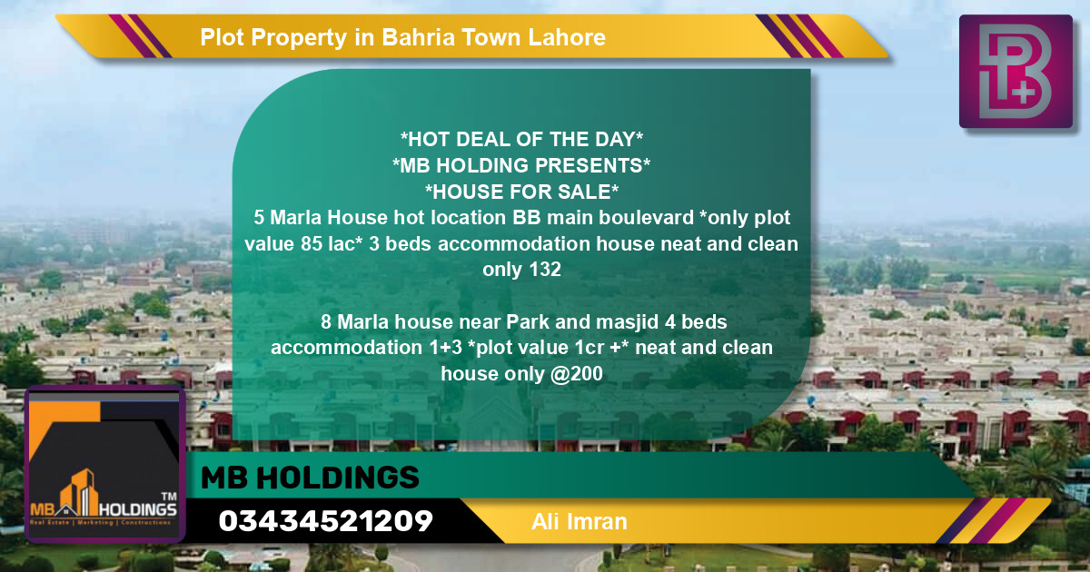 Residential Plot for Sale in Bahria Town, Lahore - (BP-53417)