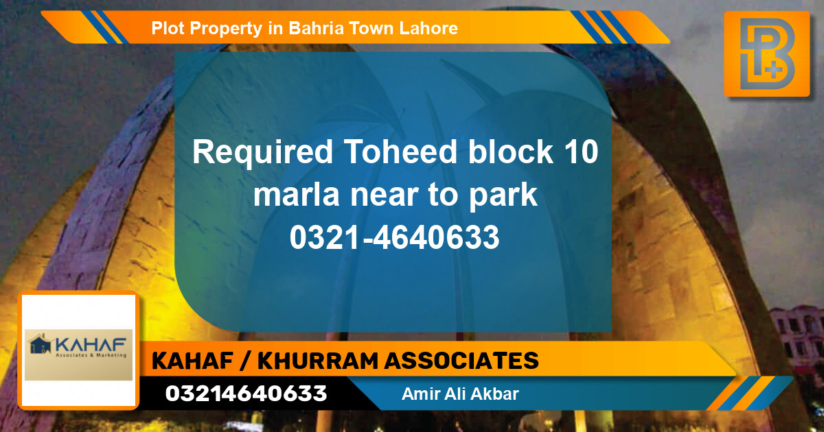 Residential Plot for Sale in Bahria Town, Lahore - (BP-53423)