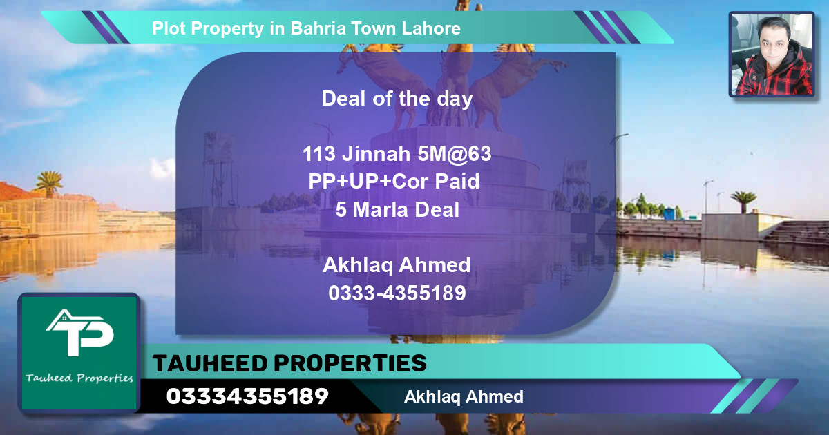 Residential Plot for Sale in Bahria Town, Lahore - (BP-53429)
