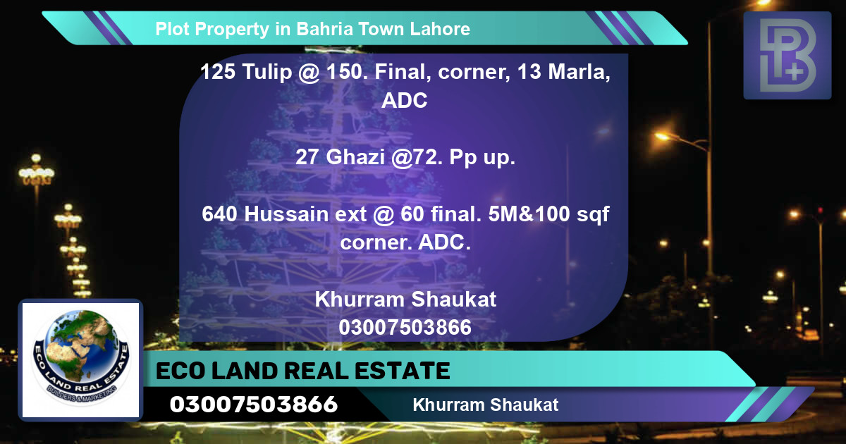 Residential Plot for Sale in Bahria Town, Lahore - (BP-53454)