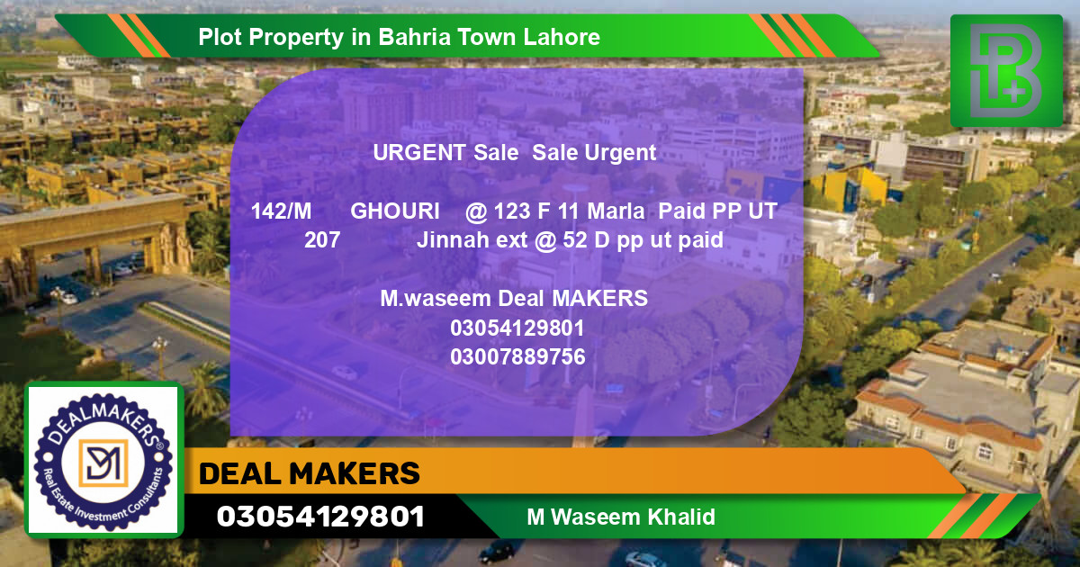 Residential Plot for Sale in Bahria Town, Lahore - (BP-53545)