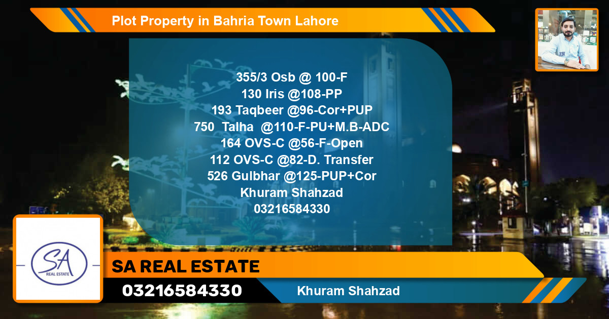 Residential Plot for Sale in Bahria Town, Lahore - (BP-53548)
