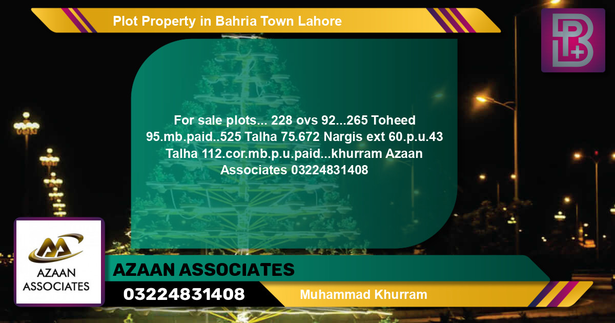 Residential Plot for Sale in Bahria Town, Lahore - (BP-53586)